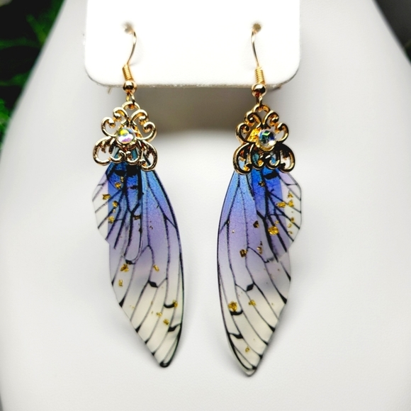 Vintage Witch Jewelry - NEW Fairy Earrings Butterfly Wings Hand made Fantasy Light weight Elvish earring